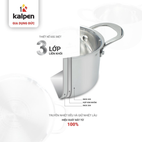 Nồi Inox 304 liền khối Kalpen Kazler KZ24