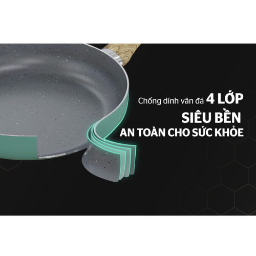 Chảo nhôm chống dính vân đá Sunhouse Clover CL22
