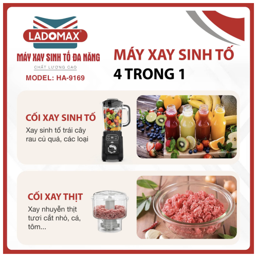 Máy xay sinh tố đa năng 4 trong 1 Ladomax