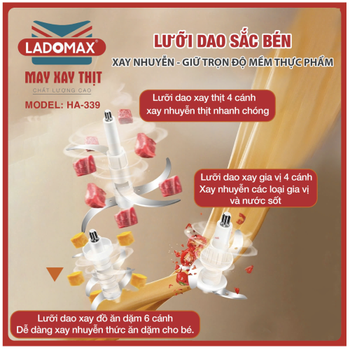 Máy xay thịt đa năng Ladomax HA-339