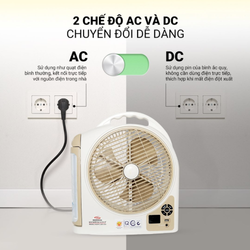 Quạt sạc Honjianda HJD-FL223 LED 2B