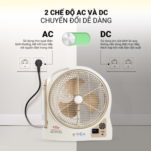 Quạt sạc Honjianda HJD-FL323 LED 1B