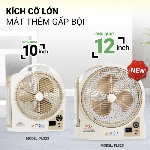 Quạt sạc Honjianda HJD-FL323 LED 1B