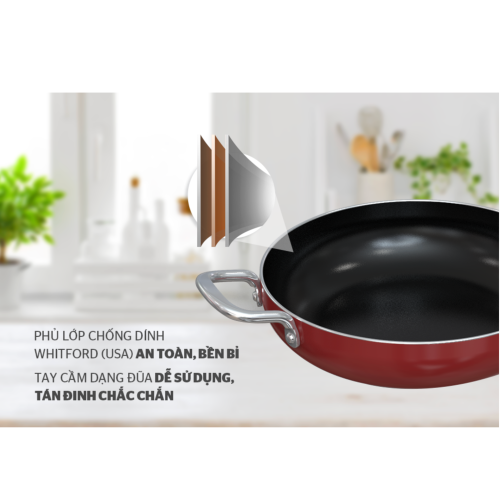 Chảo nhôm chống dính 2 quai Sunhouse CT28R2