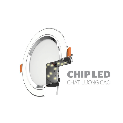Đèn LED Downlight viền bạc 3 màu Sunhouse SHE-DL01-3/7W-VB