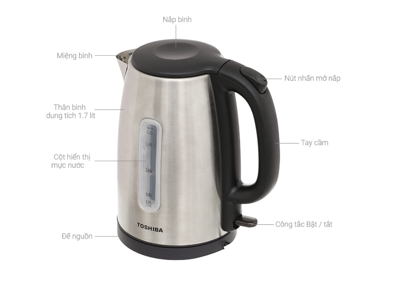 Bình đun siêu tốc Toshiba 1.7 lít KT-17SH1NV