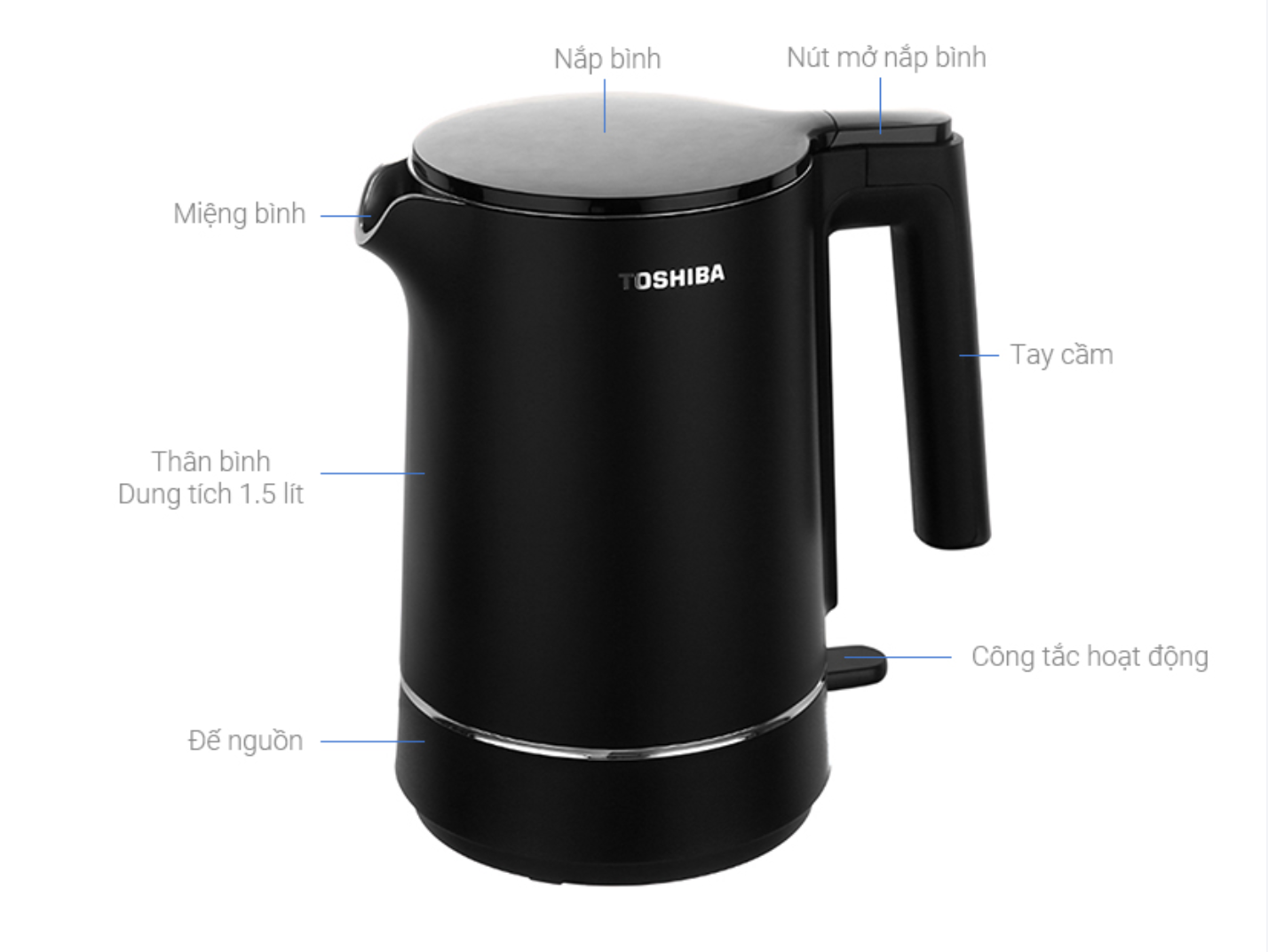 Bình đun siêu tốc Toshiba 1.5 lít KT-15DS1NV