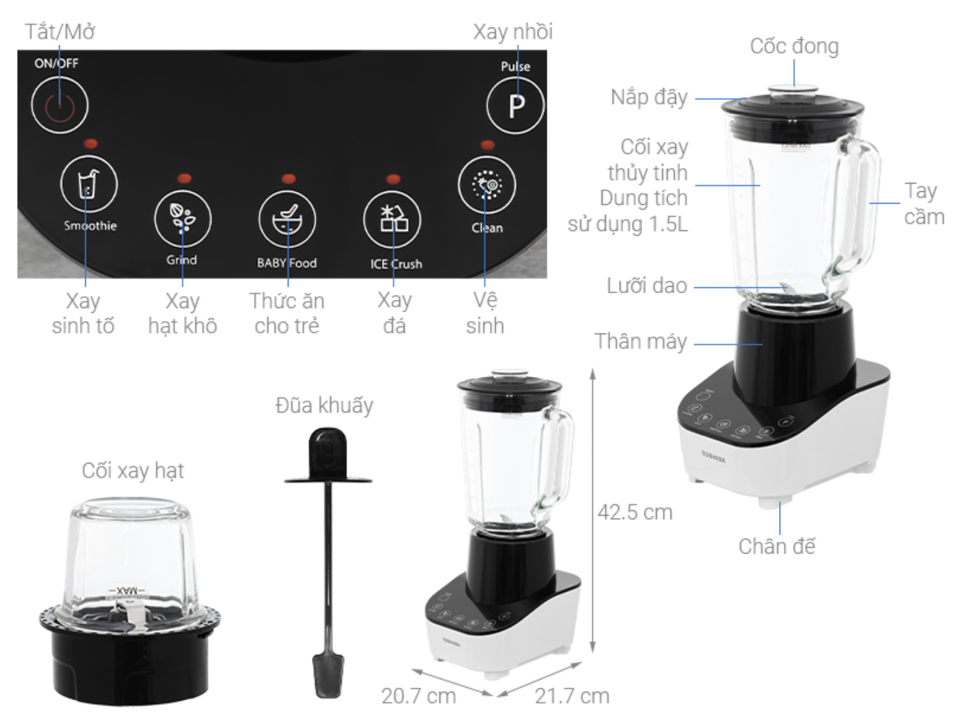 Máy xay sinh tố đa năng Toshiba BL-70GS1PV