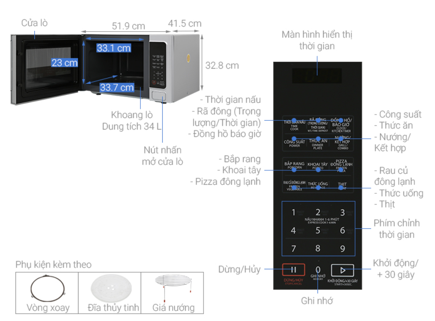Lò Vi Sóng Điện Tử Có Nướng Toshiba 34 Lít ER-SGS34(S1)VN