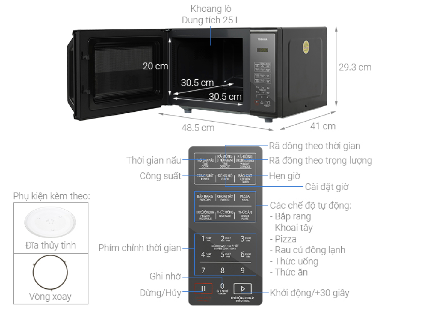 Lò Vi Sóng Điện Tử Toshiba 25 Lít MM-EM25PE(BM)
