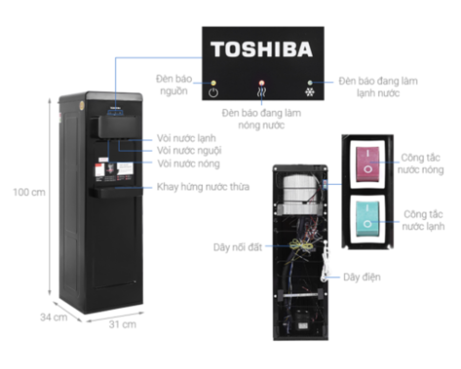 Cây Nước Nóng Lạnh Bình Úp Toshiba RWF-W1917TV(K)
