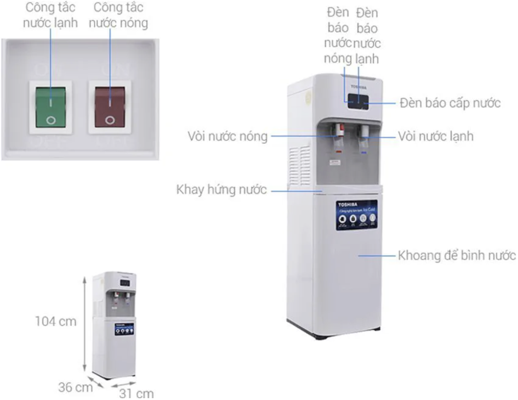Cây Nước Nóng Lạnh Hút Bình Toshiba RWF-W1669BV(W1)