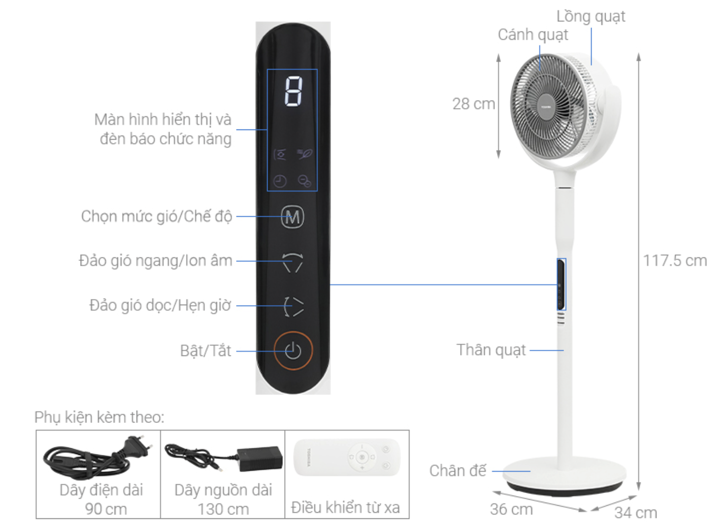 Quạt Tuần Hoàn Không Khí Toshiba F-DSC50XVN(W)