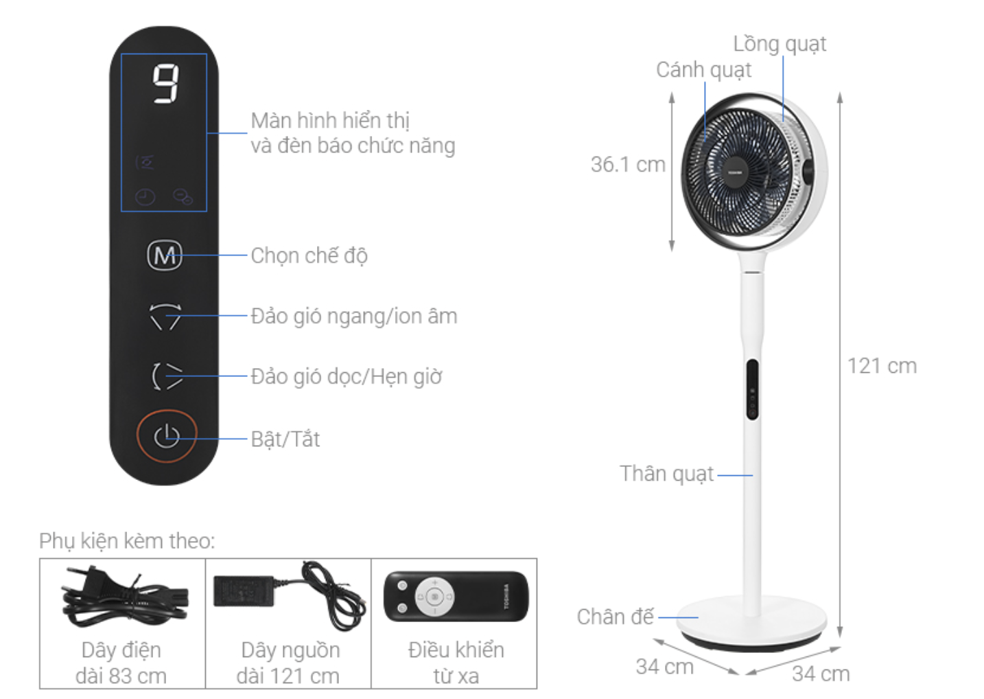 Quạt Đứng Tuần Hoàn Toshiba F-DSC80XVN(W)