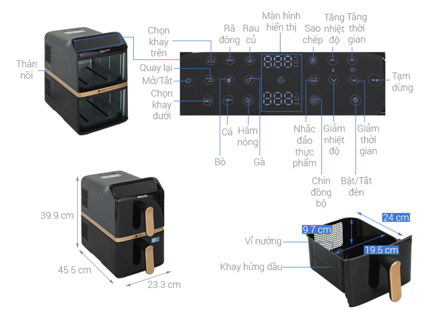 Nồi Chiên Không Dầu Philips NA462/70
