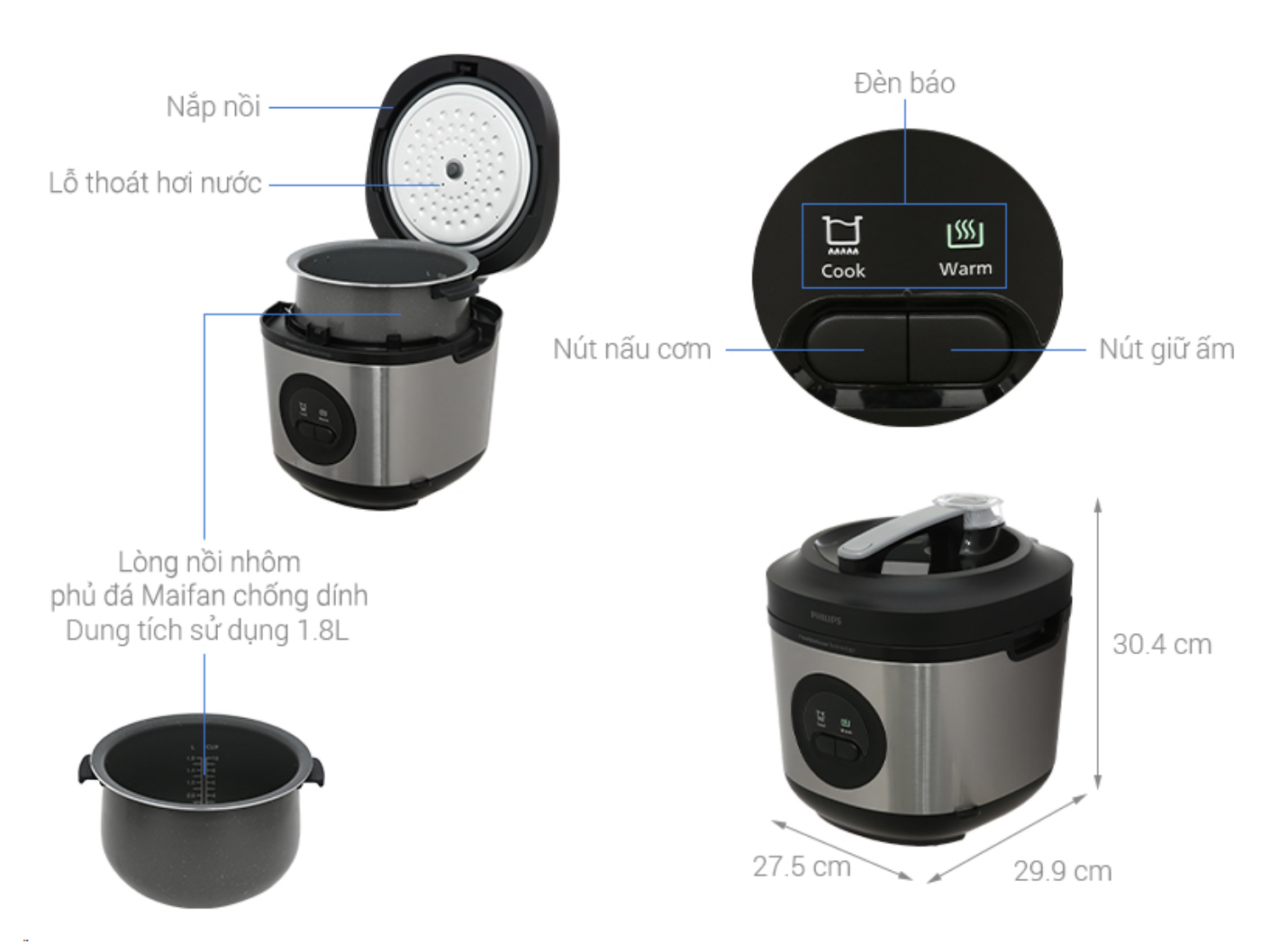 Nồi Cơm Điện Philips HD3213/31