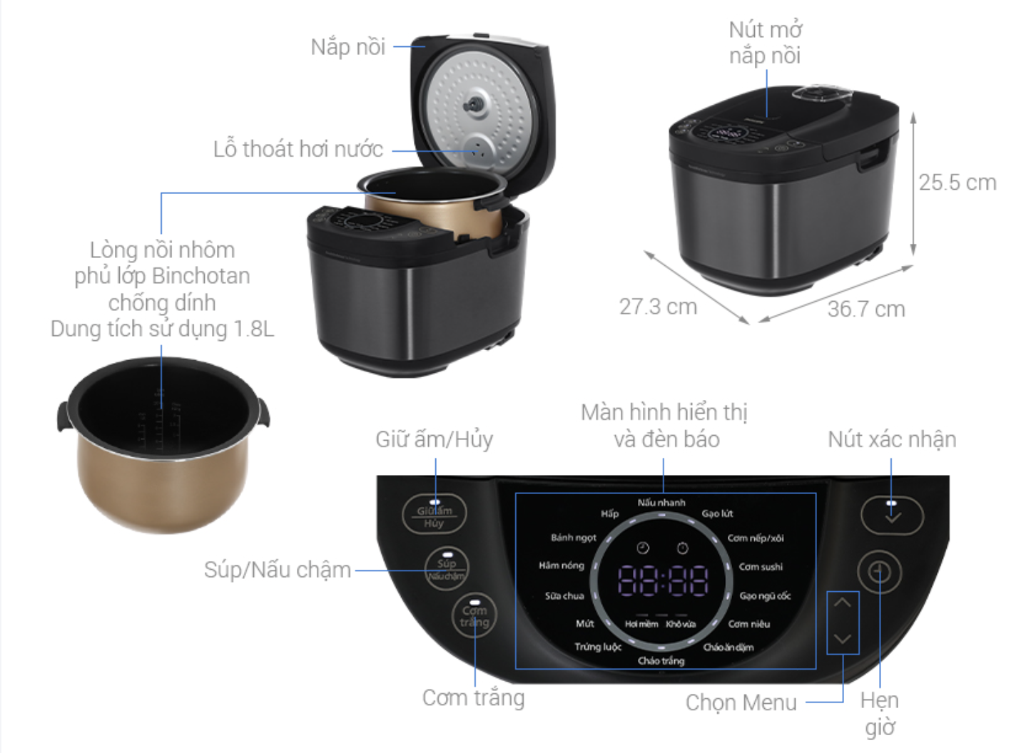 Nồi Cơm Điện Tử Philips HD4814/31