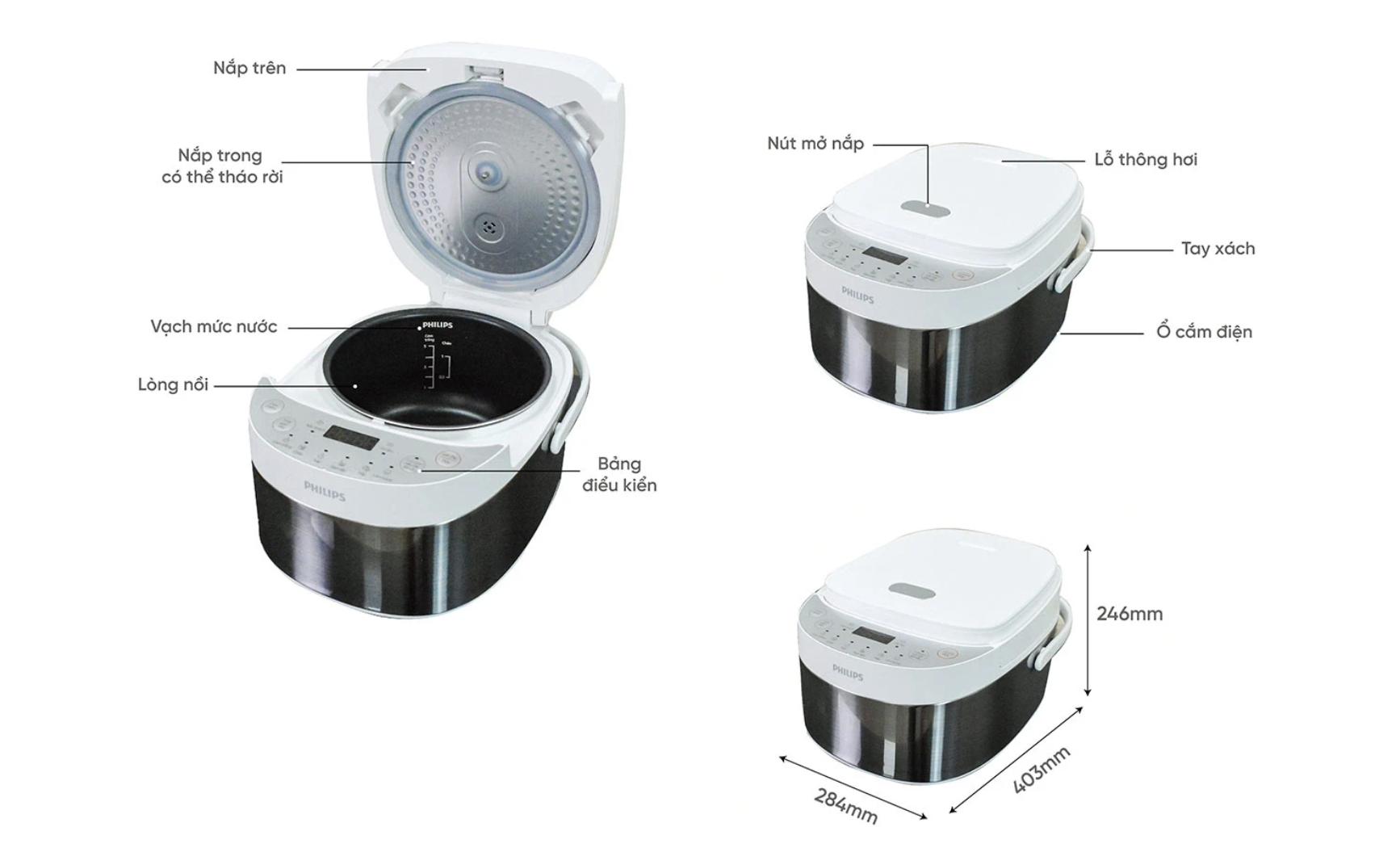 Nồi Cơm Điện Tử Mini Philips HD3170/66