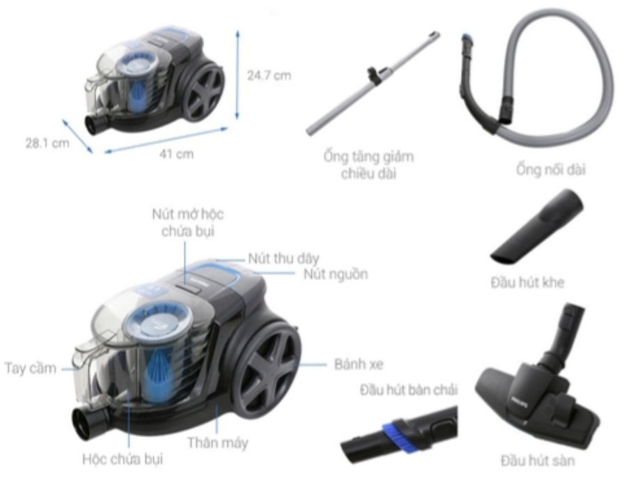 Máy Hút Bụi Dạng Hộp Không Túi Philips FC9350/01