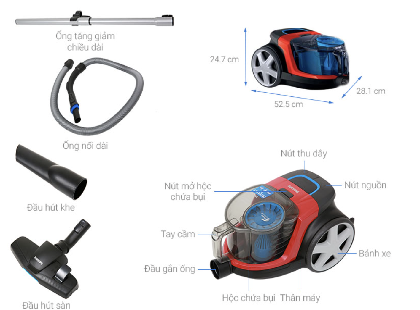 Máy Hút Bụi Dạng Hộp Không Túi Philips FC9351/01 