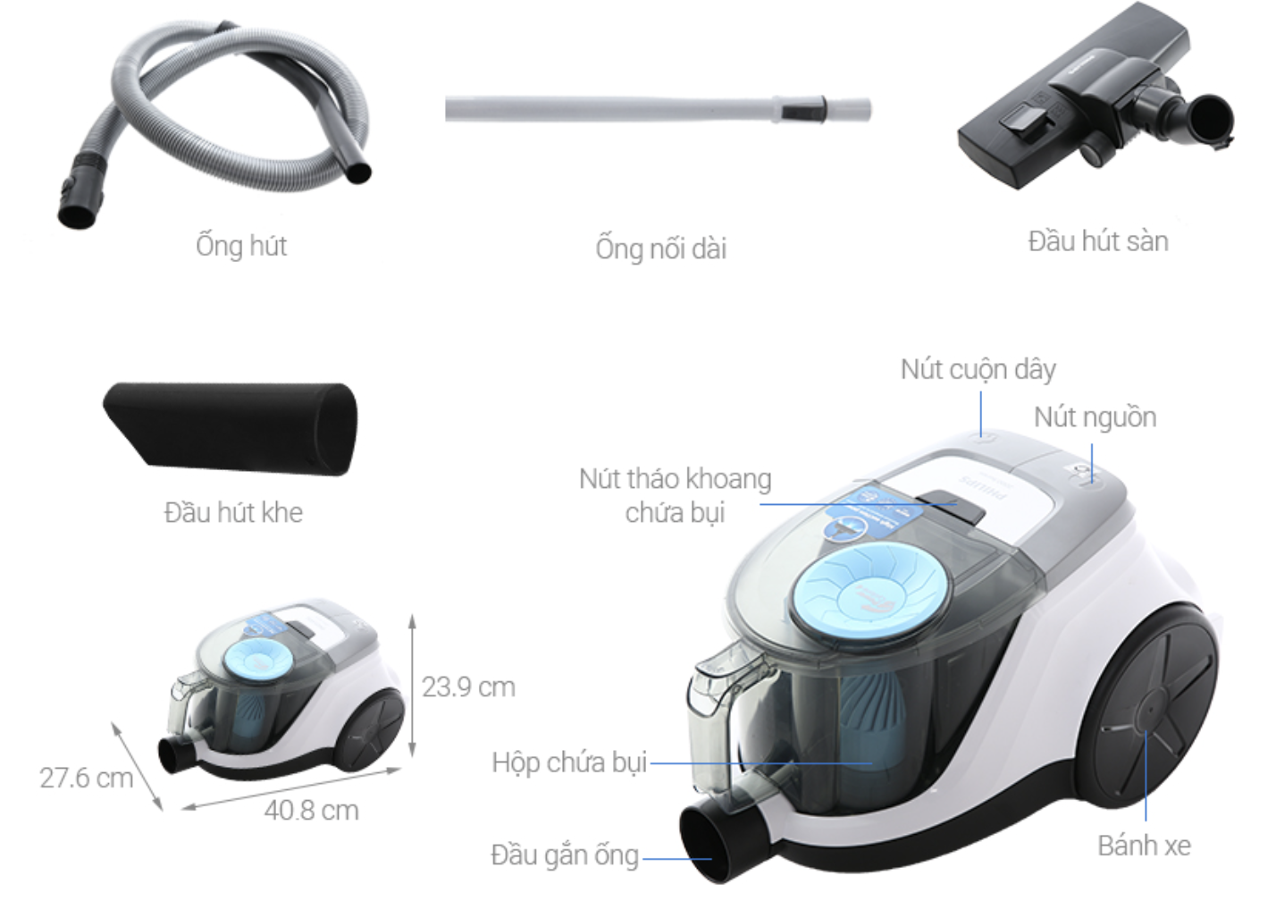 Máy Hút Bụi Dạng Hộp Không Túi Philips XB2023/01 