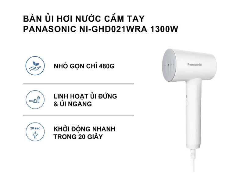 Bàn Ủi Hơi Nước Cầm Tay Mini Panasonic NI-GHD021WRA
