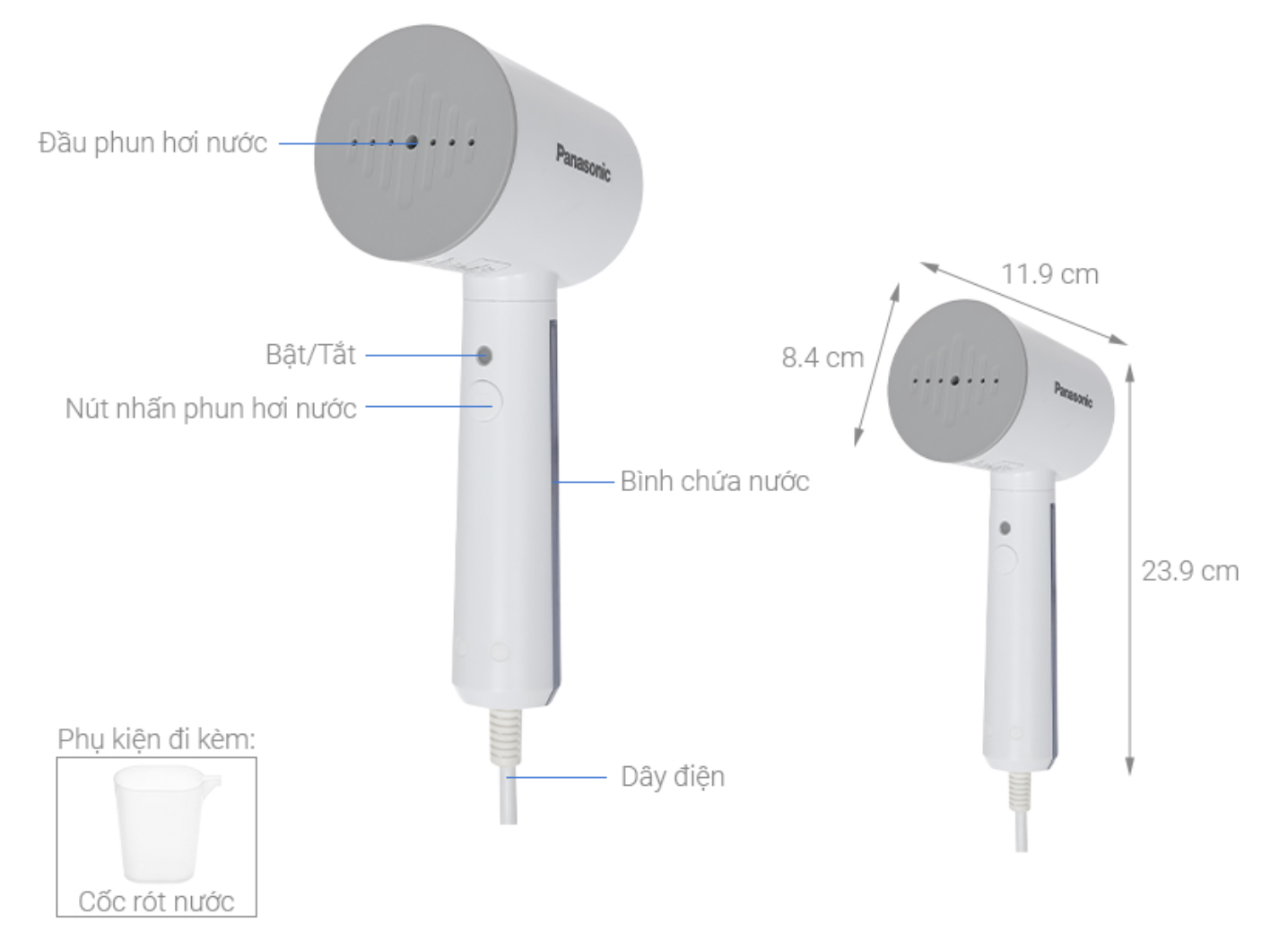 Bàn Ủi Hơi Nước Cầm Tay Mini Panasonic NI-GHD015WRA
