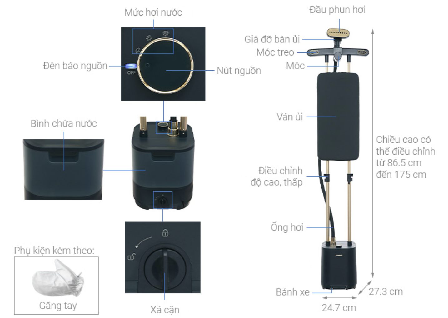 Bàn Ủi Hơi Nước Đứng Panasonic NI-GWG090GRA