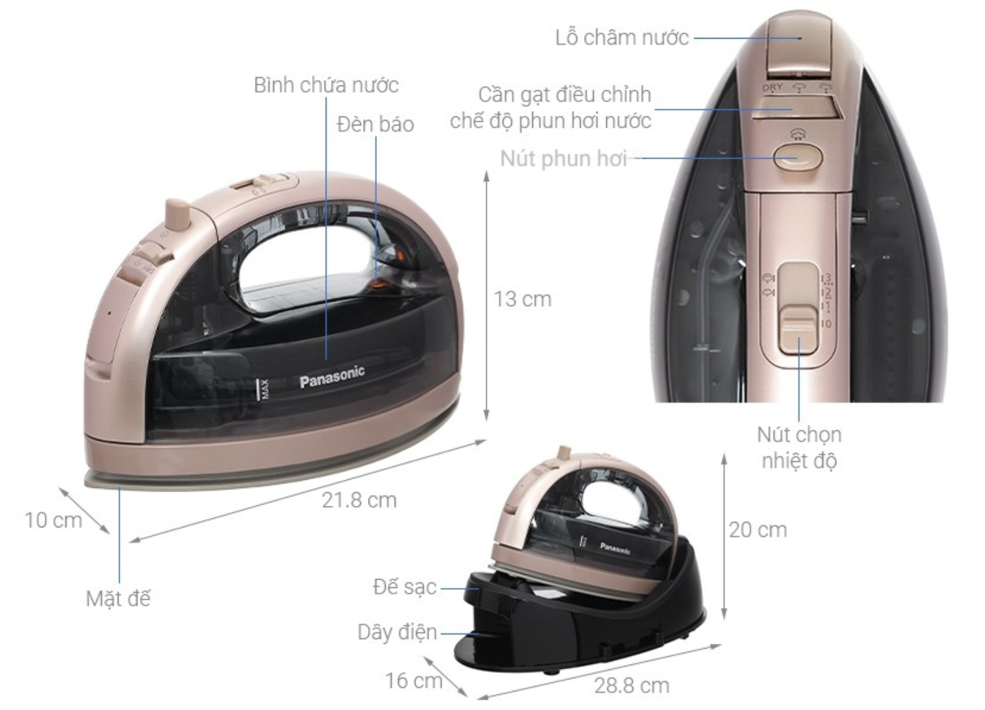 Bàn Ủi Hơi Nước Không Dây Panasonic NI-WL35PNRA 