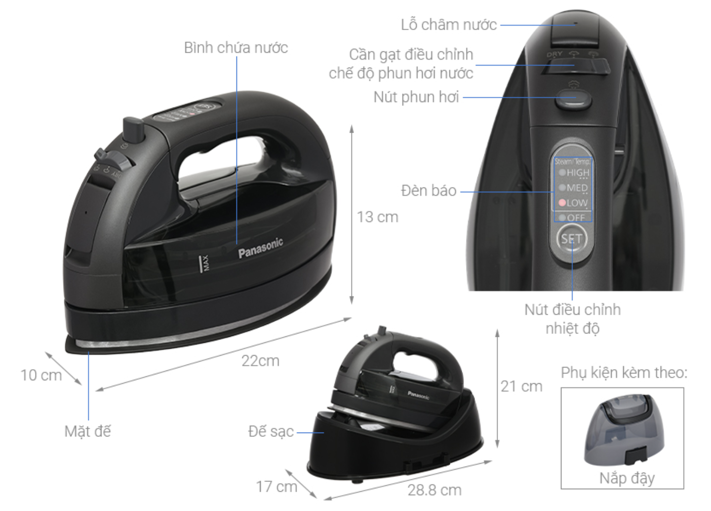 Bàn Ủi Hơi Nước Không Dây Panasonic NI-WL55KRA