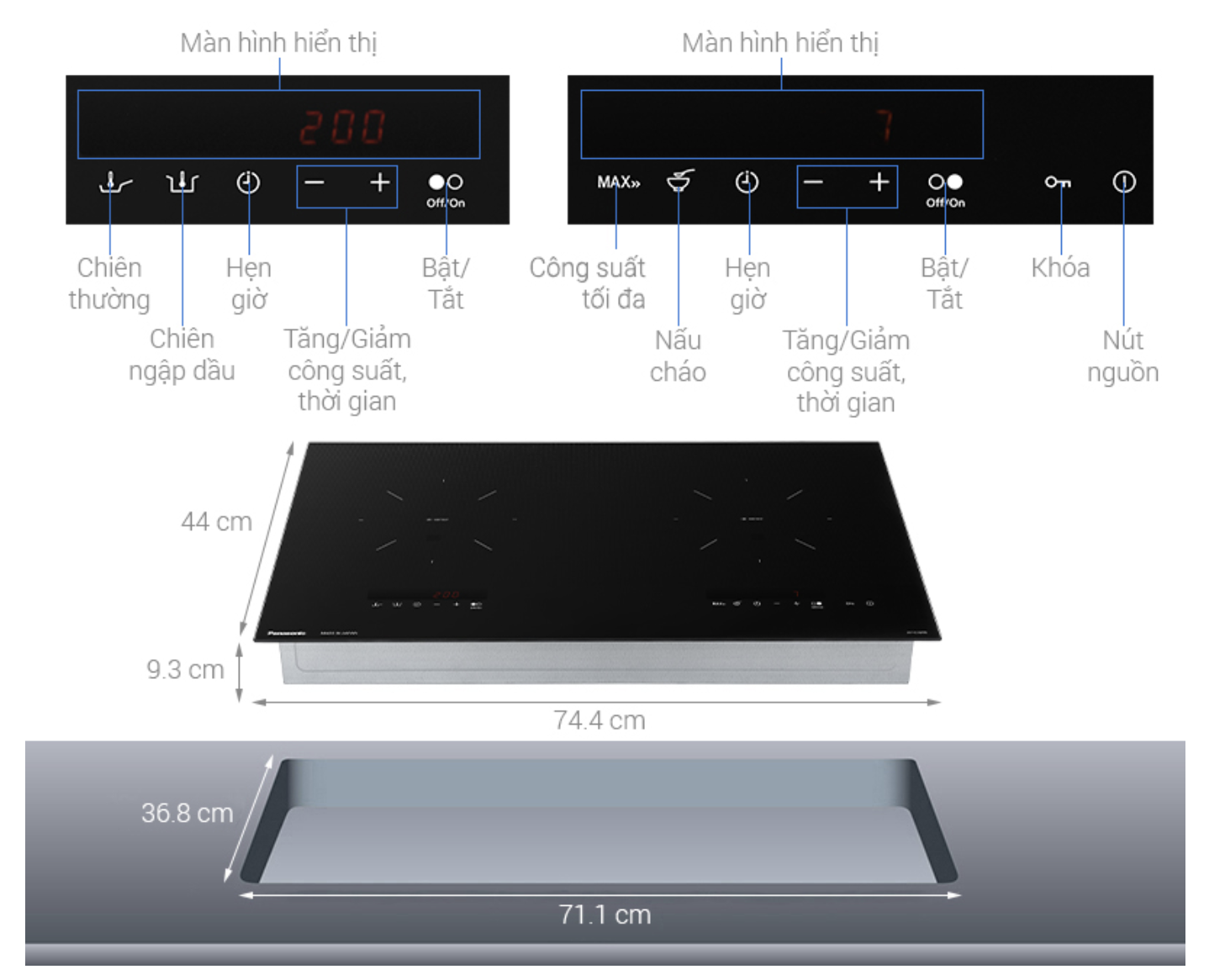 Bếp Từ Đôi Lắp Âm Cao Cấp Panasonic KY-C1W70KRA 