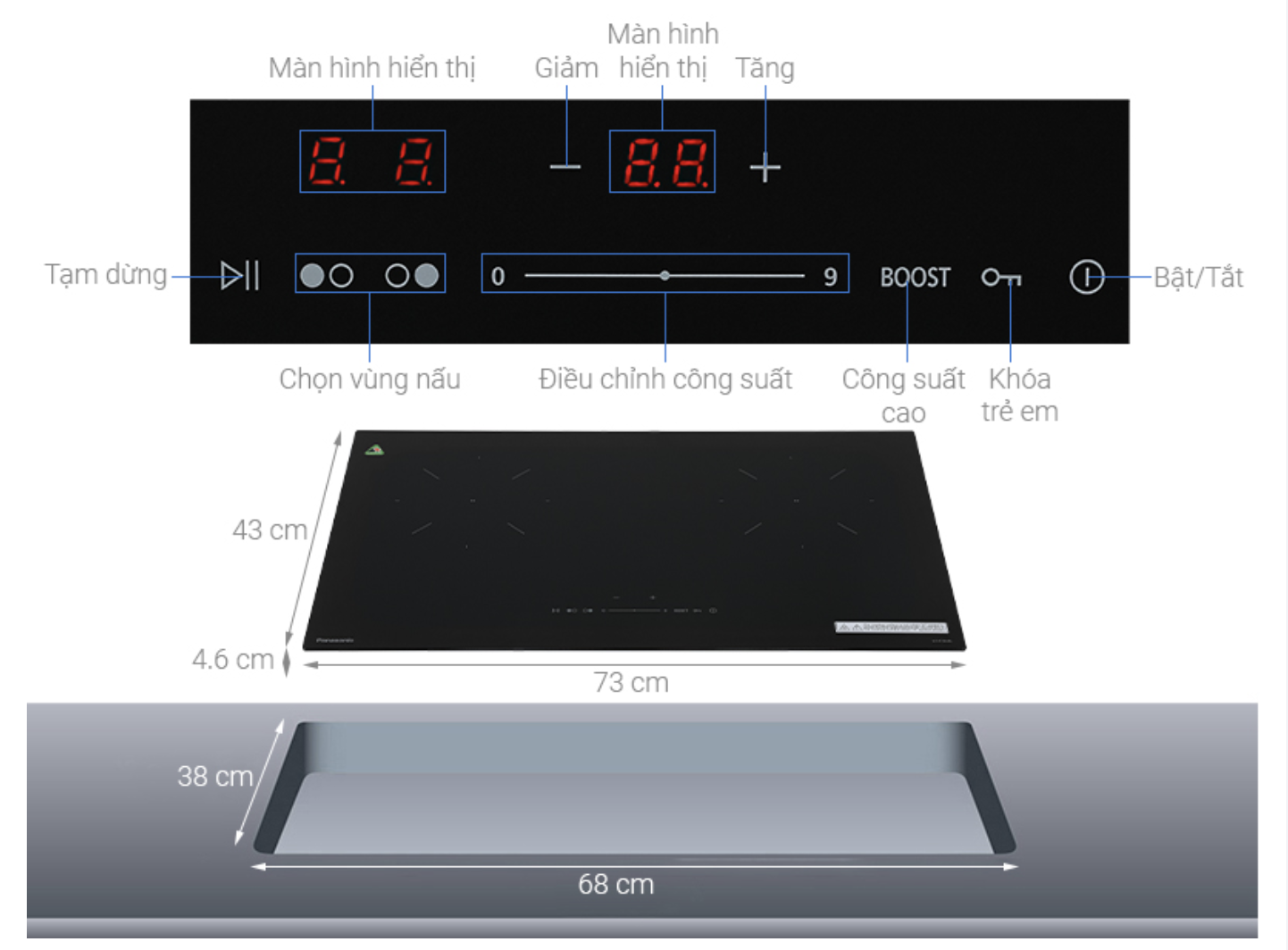 Bếp Từ Đôi Lắp Âm Cao Cấp Panasonic KY-R72AELYUE