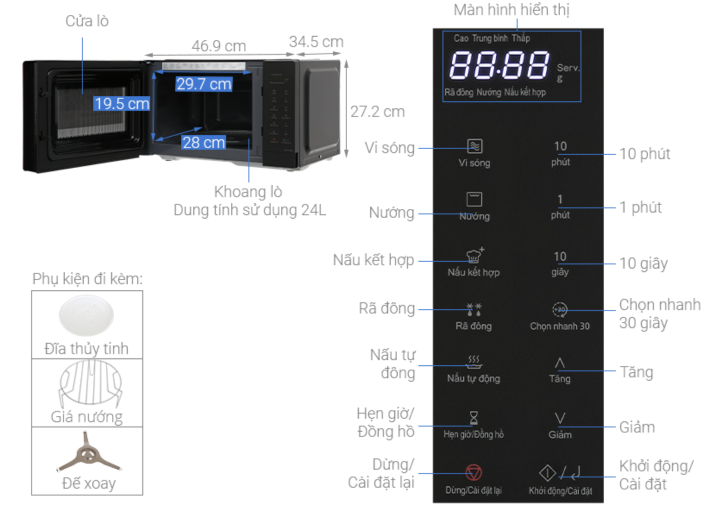Lò Vi Sóng Điện Tử Có Nướng Panasonic NN-GT35NBYUE