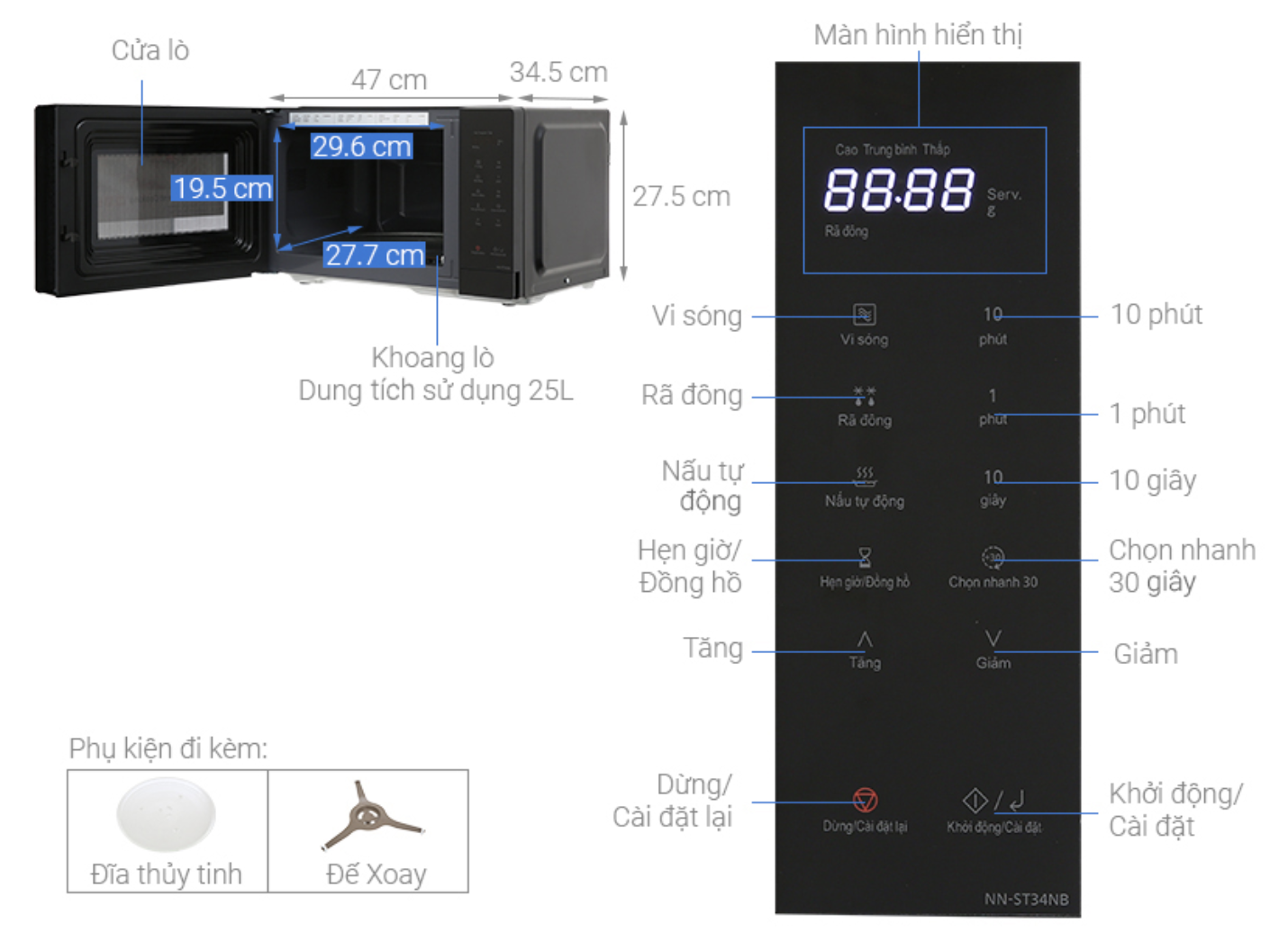 Lò Vi Sóng Điện Tử Panasonic NN-ST34NBYUE