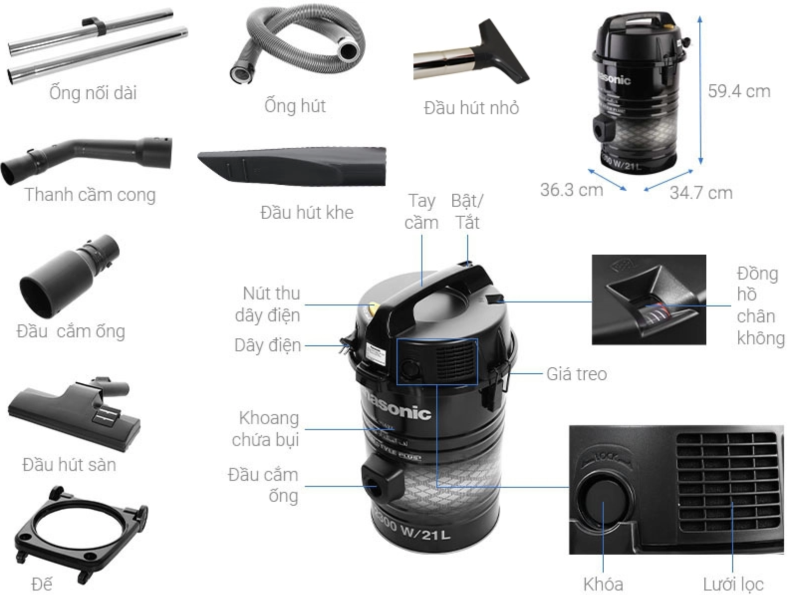 Máy Hút Bụi Công Nghiệp Panasonic MC-YL637SN49