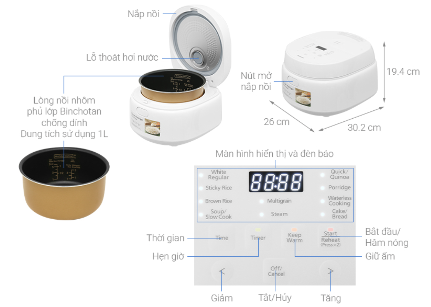 Nồi Cơm Điện Tử Panasonic SR-DL104WRA