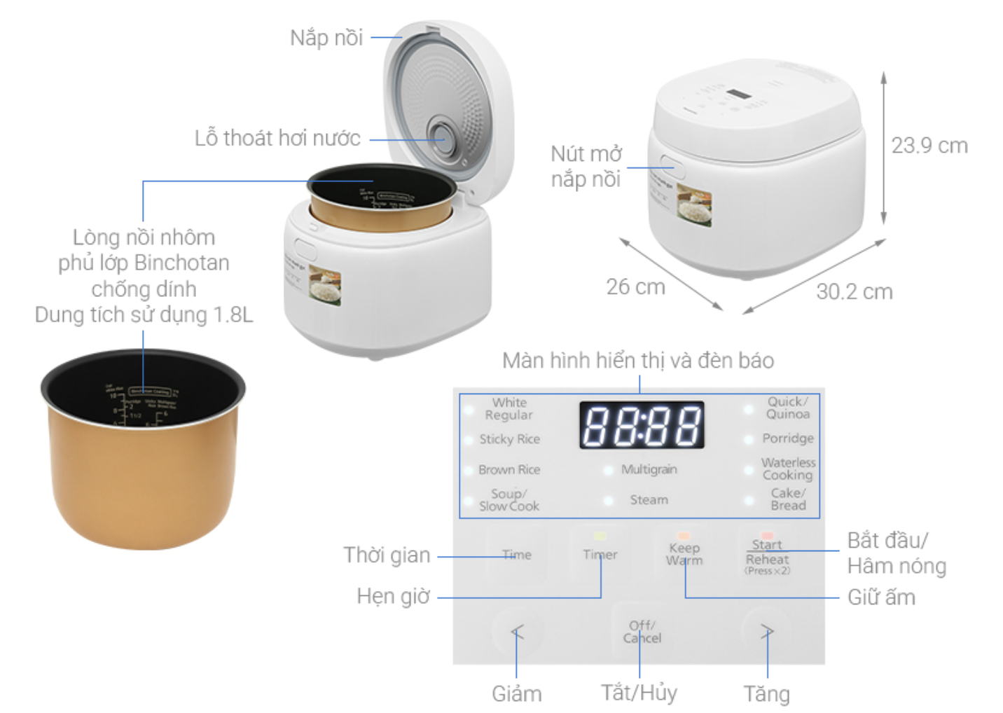 Nồi Cơm Điện Tử Panasonic SR-DL184WRA