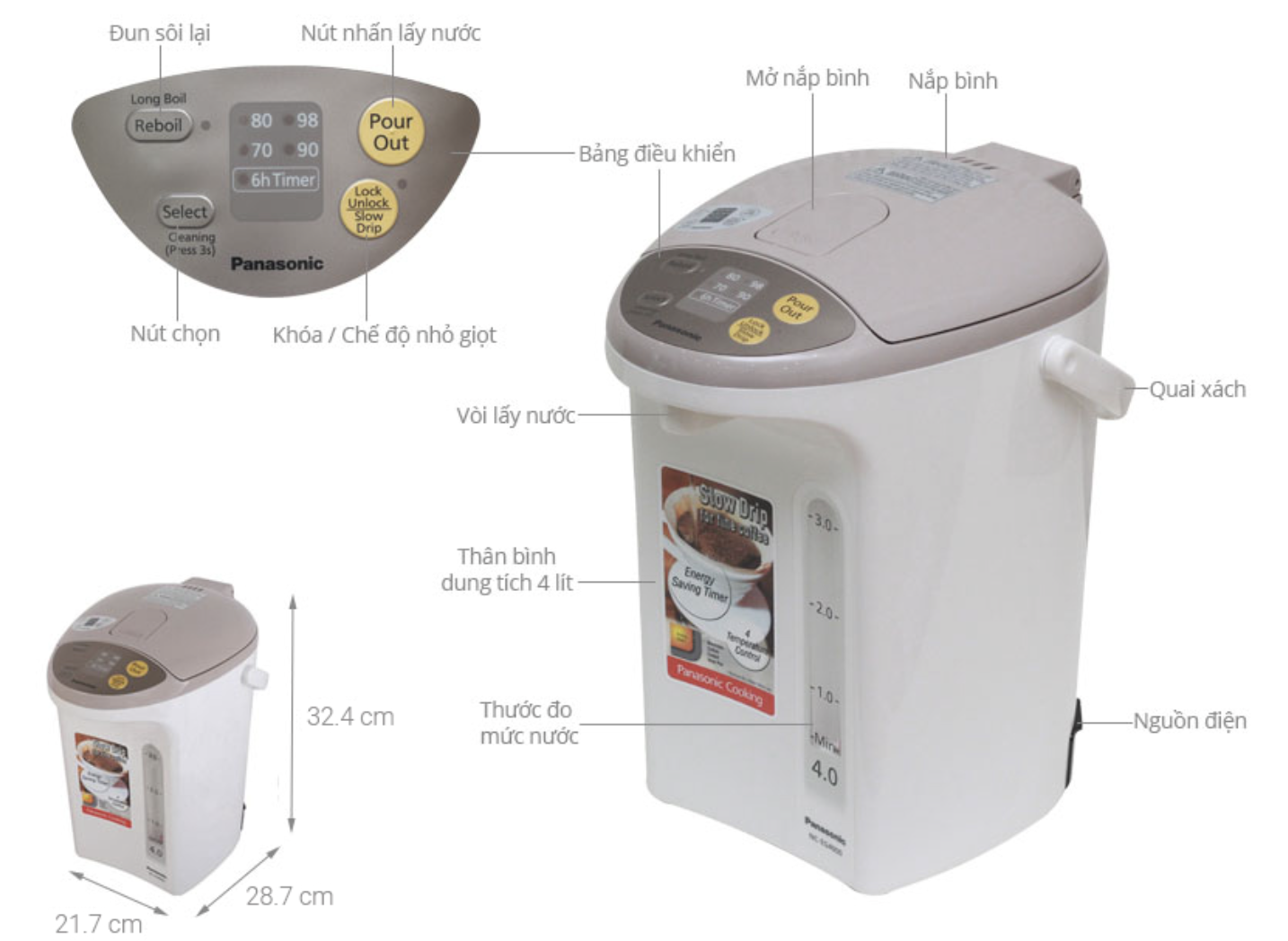 4 lít, một thiết bị gia dụng cao cấp thuộc thương hiệu Nhật Bản và được sản xuất trực tiếp tại Thái Lan