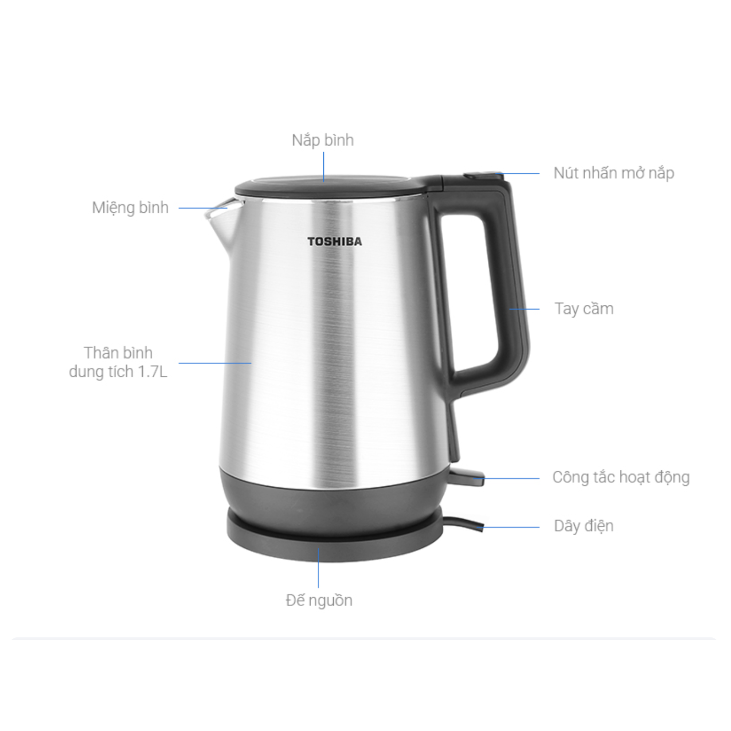 Bình Đun Siêu Tốc Toshiba 1.7 Lít KT-17DR1NV